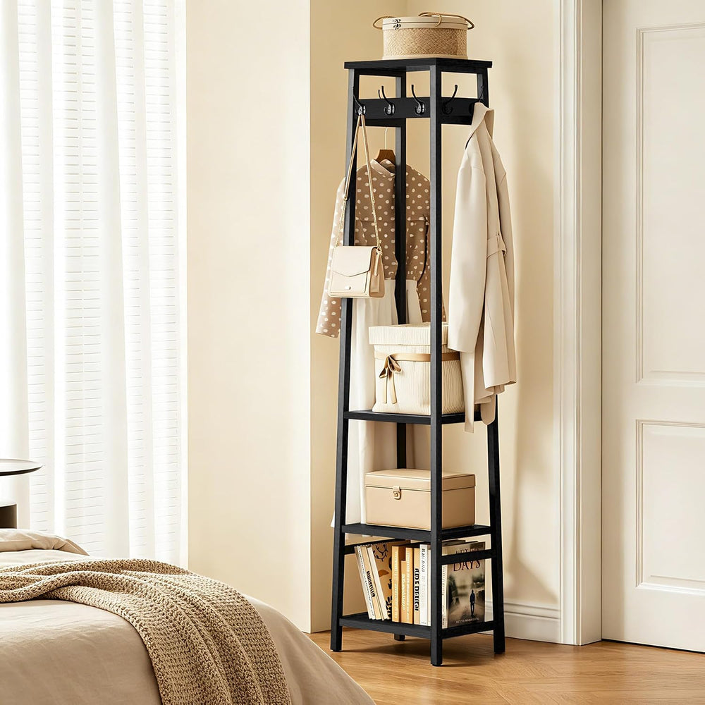 Coat Rack Freestanding with 3 Shelves and 7 Hooks