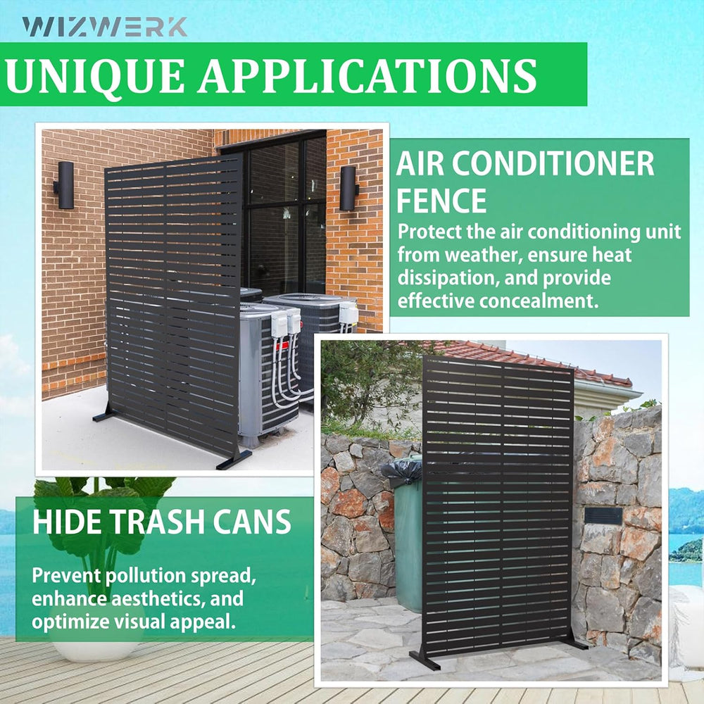6FT Outdoor Metal Privacy Screen โ Decorative Privacy Fence and Room/Garden D...