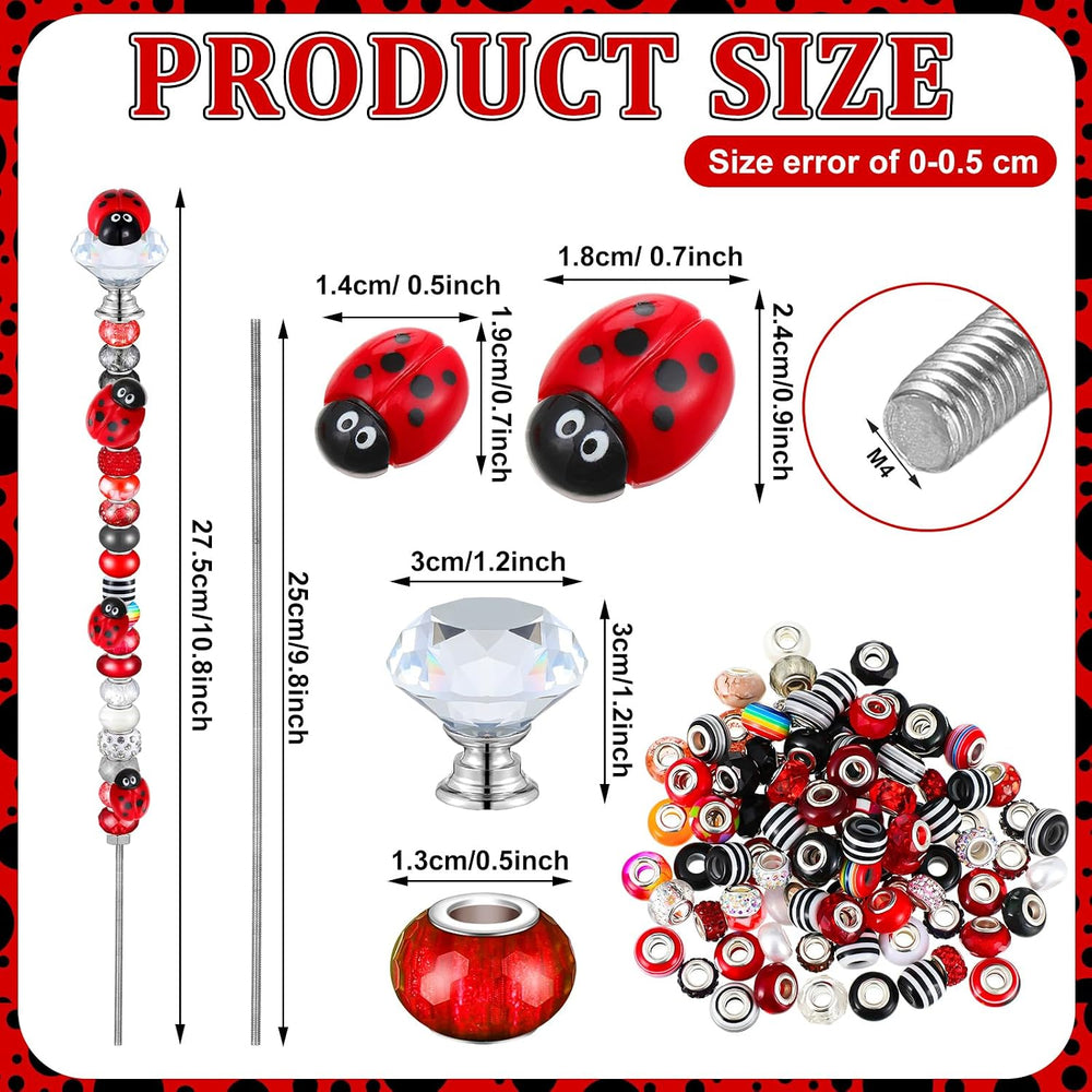 Tigeen 236 Pcs Garden Stake DIY Fairy Wand Plant Stake, Ladybug