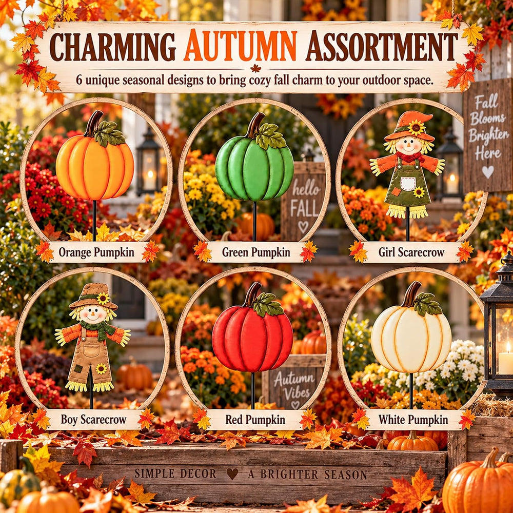Fall Decorations Outdoor, 6 Pack Pumpkin and Scarecrow Garden Stakes, Thanksg...