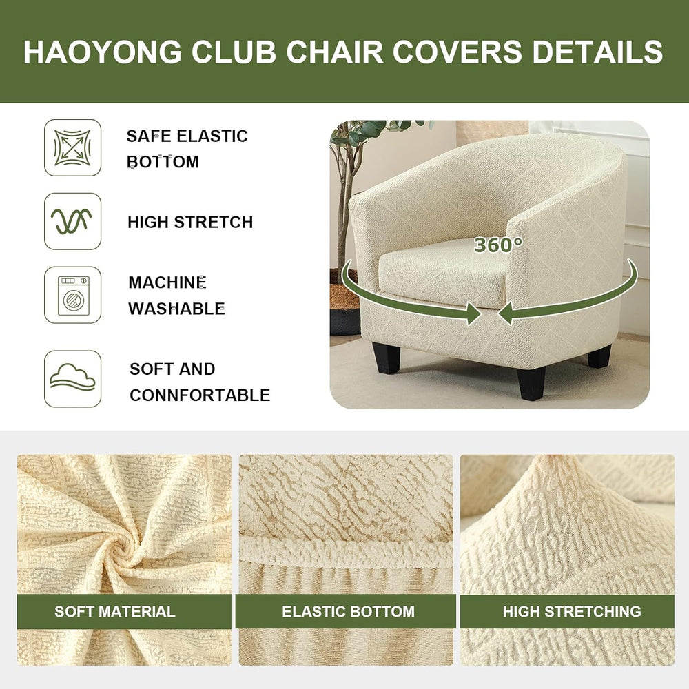 HAOYONG 2 Piece Club Chair Slipcover Stretch Barrel Chair Covers Solid Tub Ch...