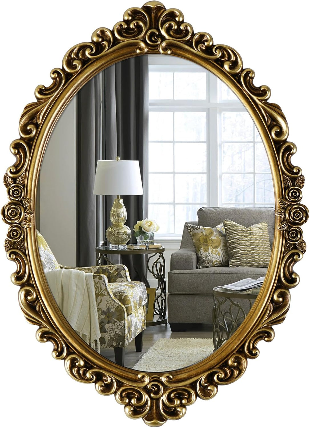 OIGUMR Medium Oval Wall Mirror Resin Frame Size:20.4 x 14.5 inch