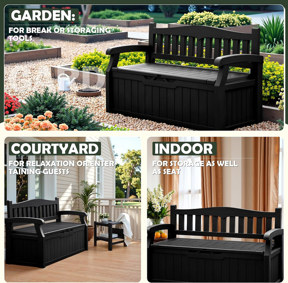 Flamaker 80 Gallon Storage Bench, Deck Box with Seat Waterproof All-Weather