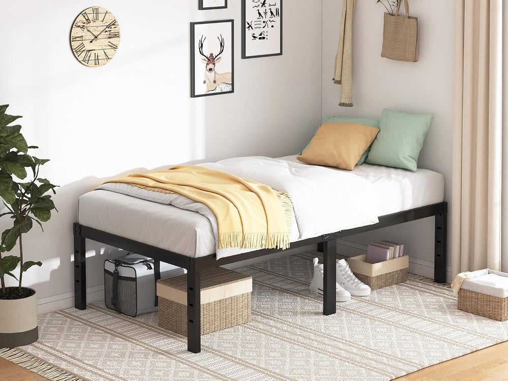 QEROMY Twin Bed Frame - 18 in Sturdy Platform Bed Frame Twin Size