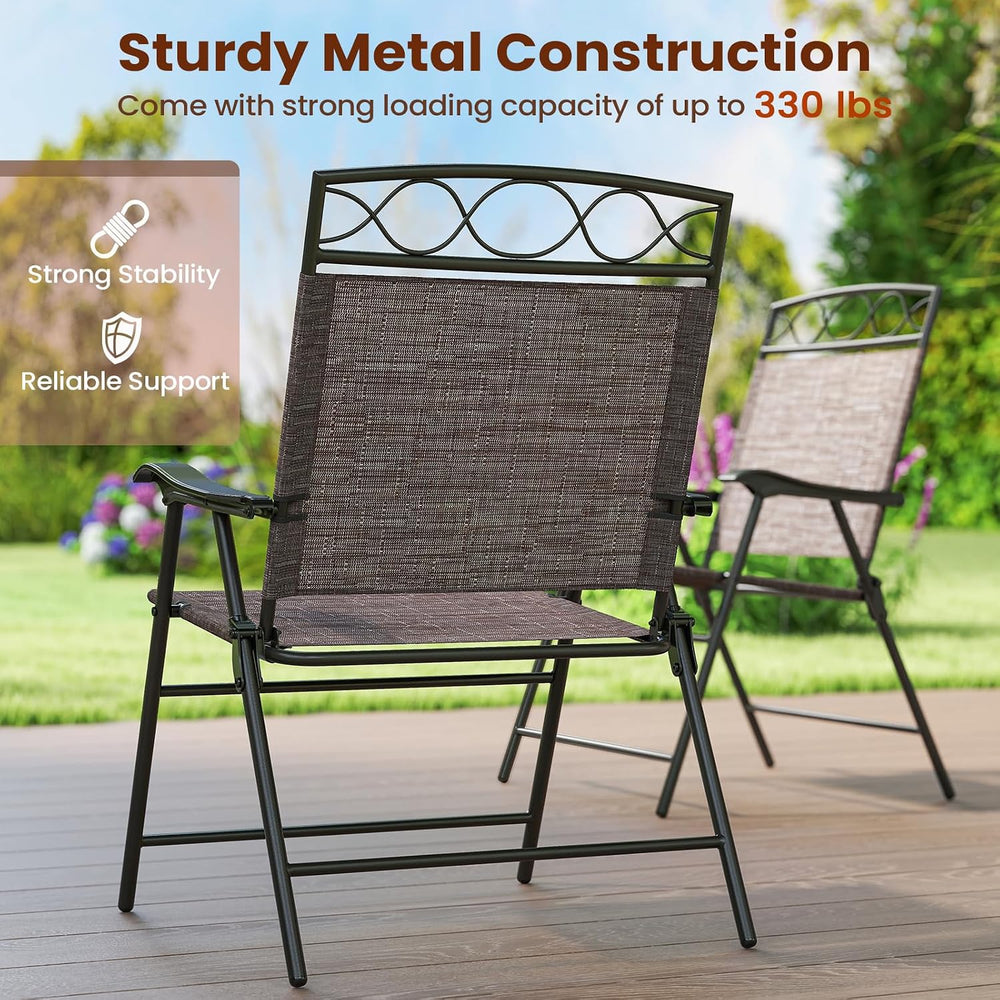 Tangkula Folding Chairs for Outside Set of 4, Portable Outdoor Dining Chairs ...