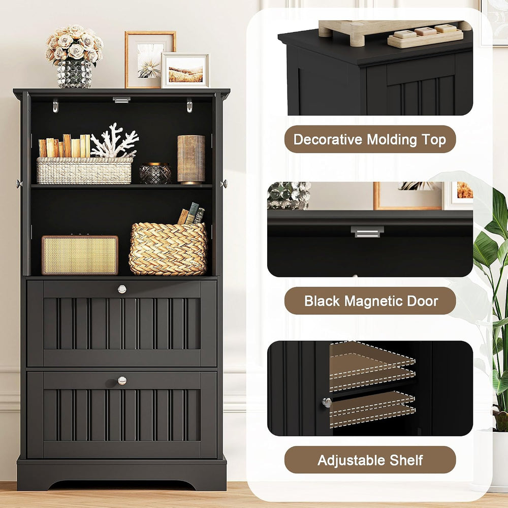 Treocho Bathroom Floor Cabinet with 2 Drawers and Adjustable Shelf