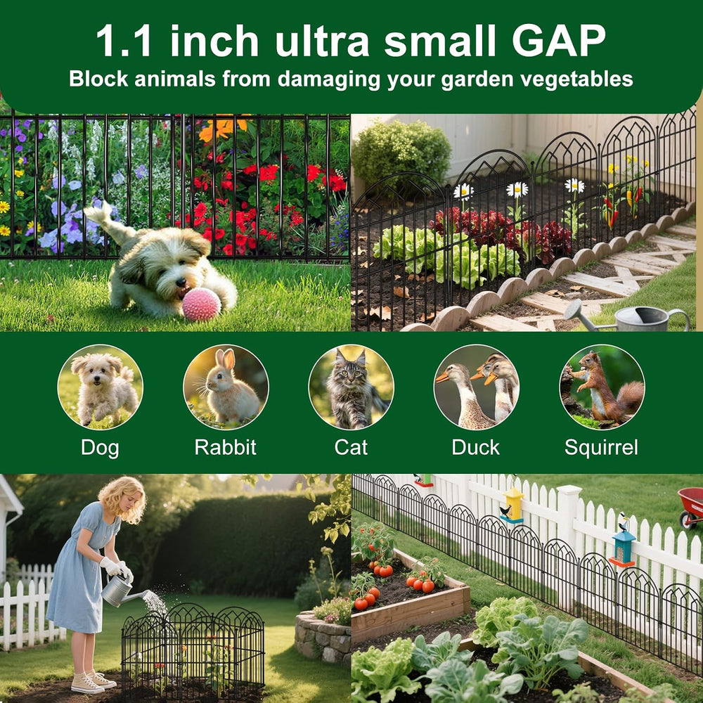 Decorative Garden Fence 17in x 28ft (26 Panels), Rustproof Metal No Dig Arche...