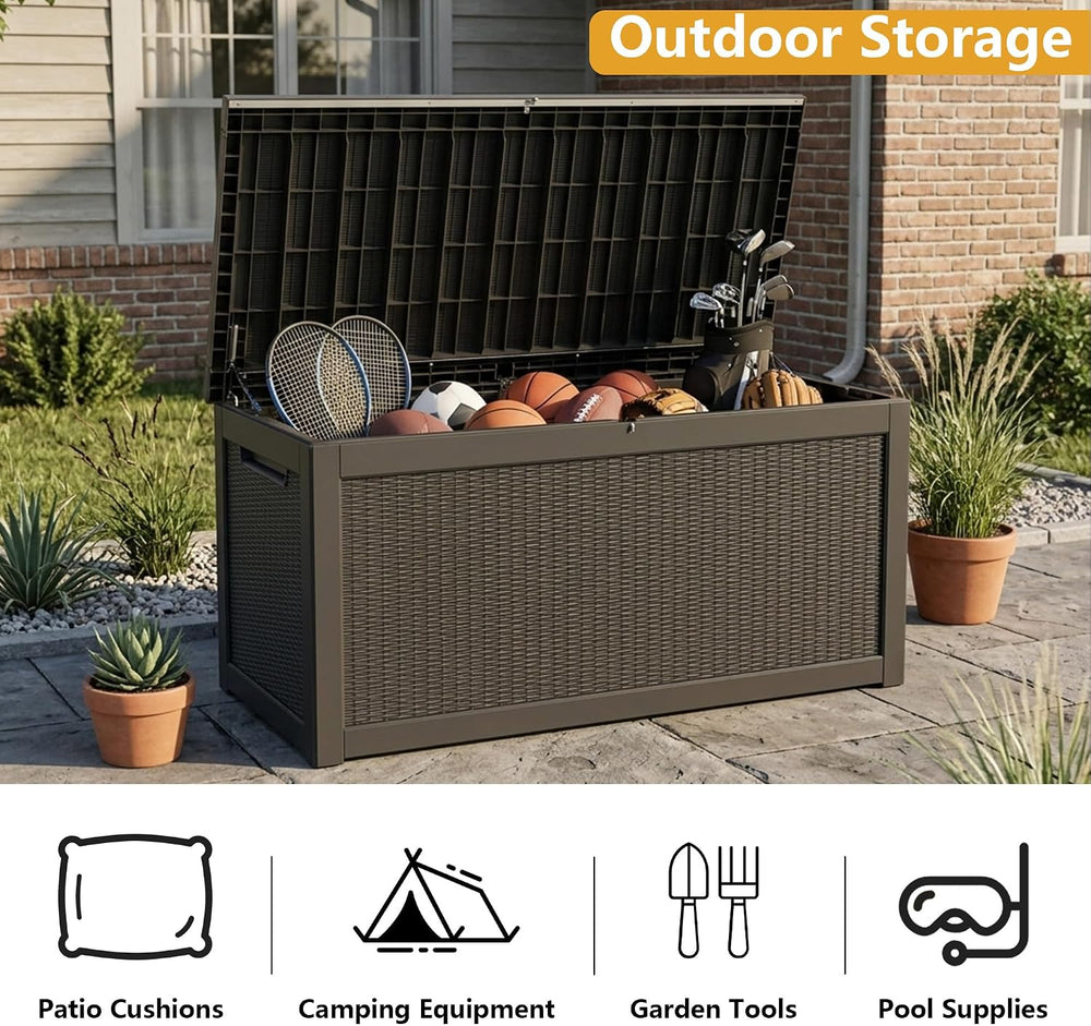 380 Gallon Outdoor Storage Box Waterproof Lockable Deck Box