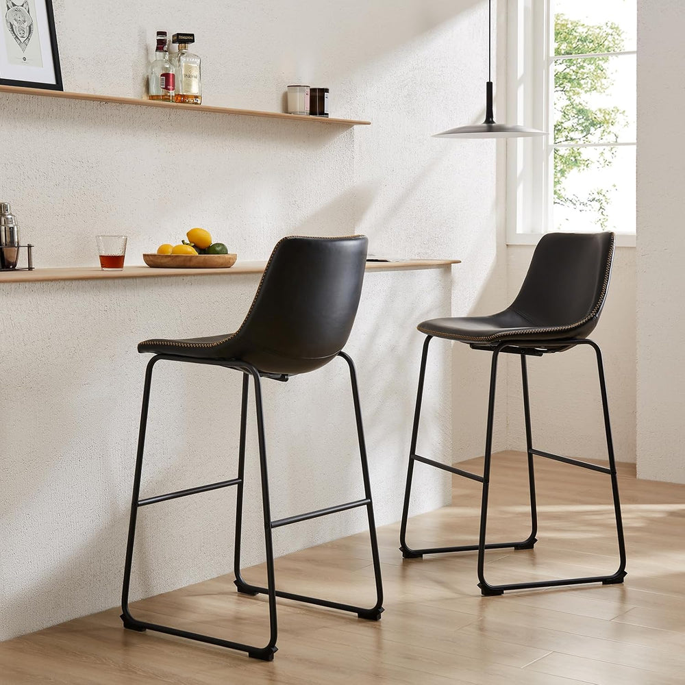DUMOS 26 Inch Counter Height Bar Stools Set of 4, Modern Faux Leather High Ba...