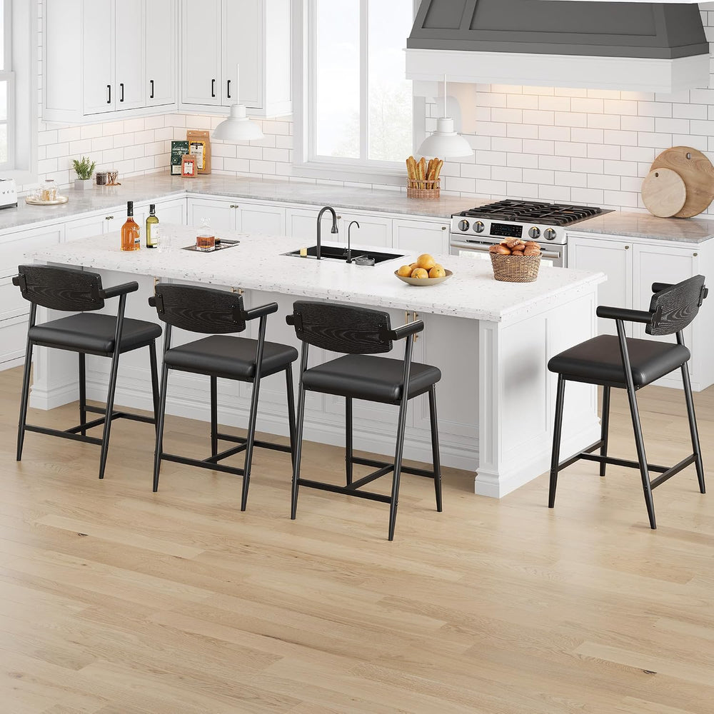 IDEALHOUSE Bar Stools Set of 2 with Arm, 2pcs Counter Height Bar Stools Set w...