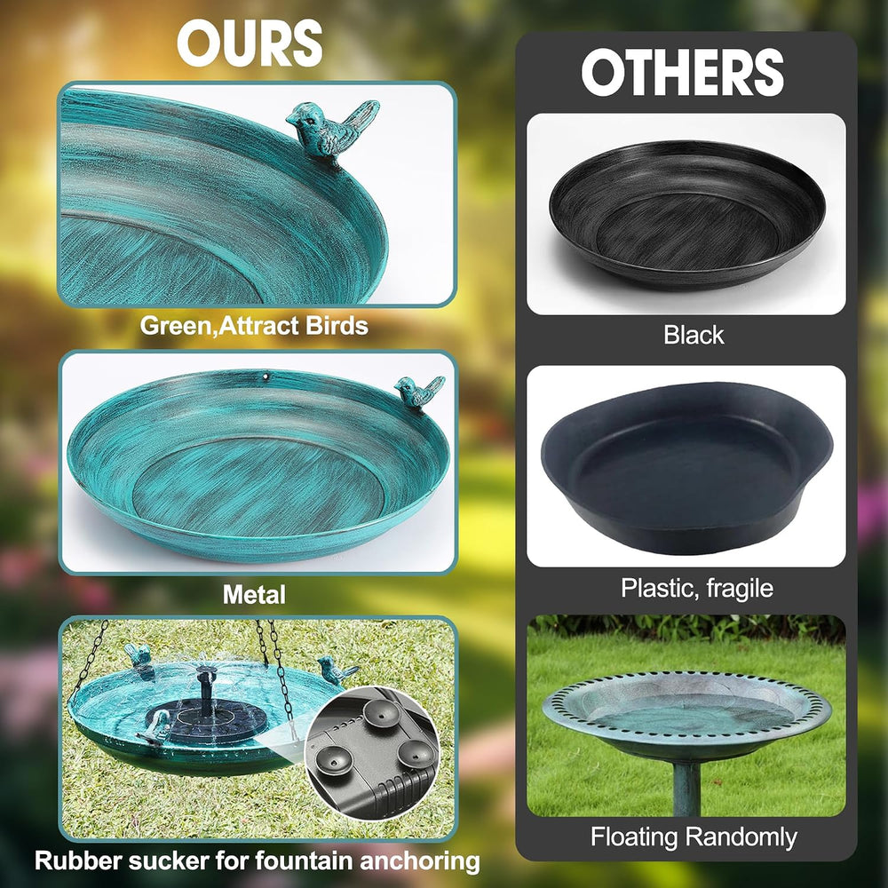 DazSpirit 14.9" Hanging Bird Bath with Solar Fountain for Outdoors