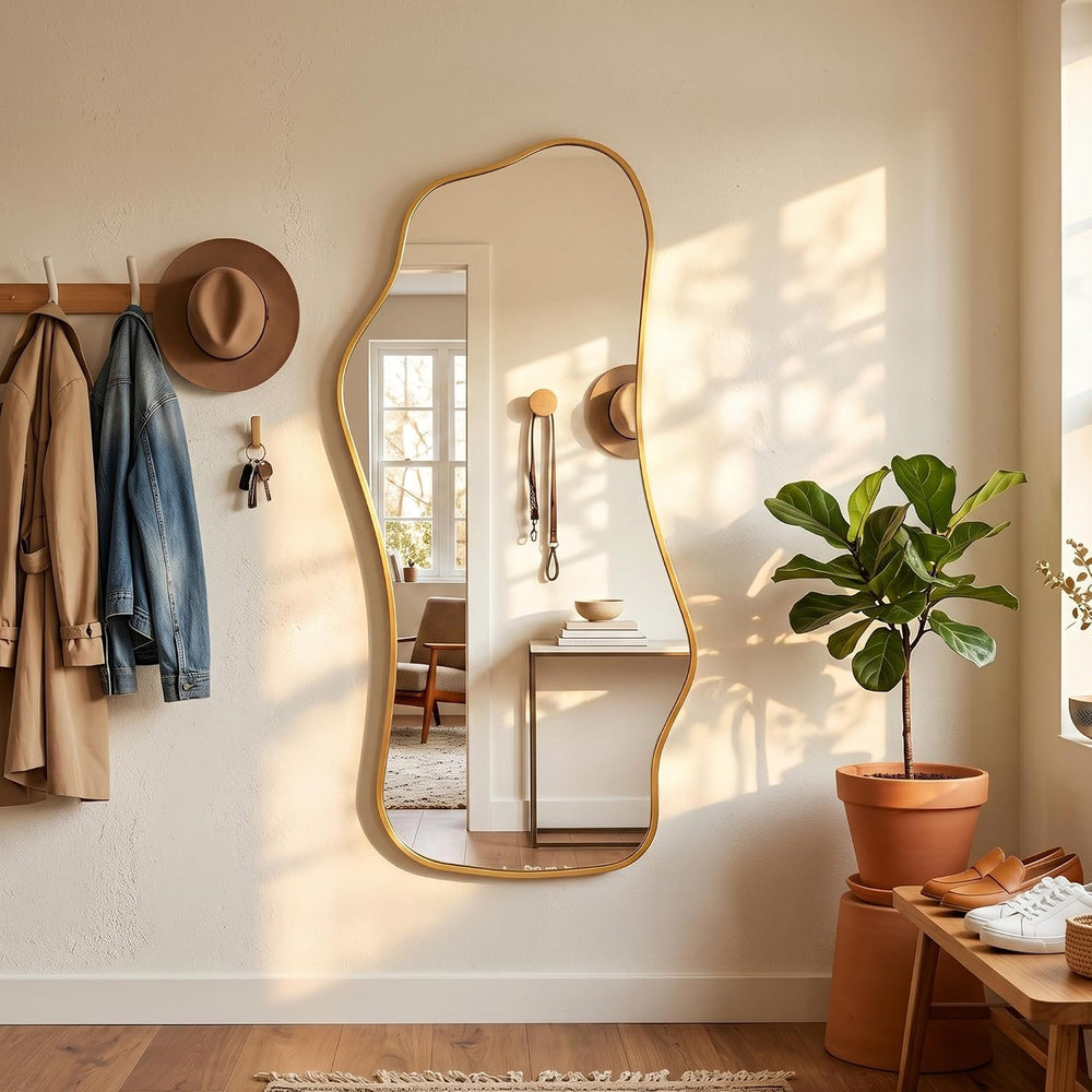 Irregular Full Length Mirror,Wavy Decorative Floor Mirror 47.2"×21.6&quo...
