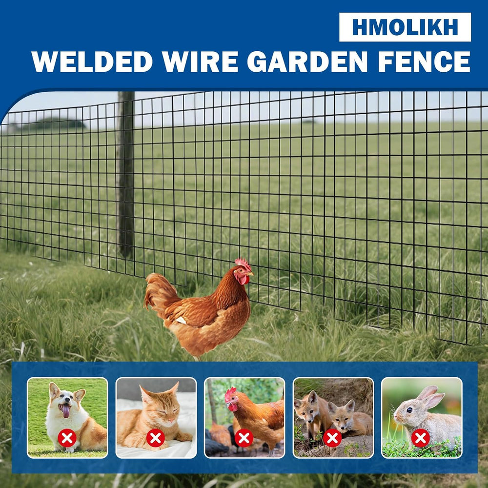Black Welded Wire Fence, 24 in x 50 ft, 2 x 3 Inch Mesh, 16 Gauge PVC Coated ...