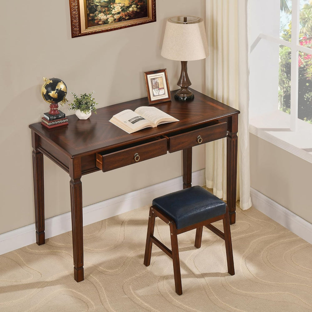 Computer Writing Desk with 2 Storage Drawers, 46"W French Provincial Cor...