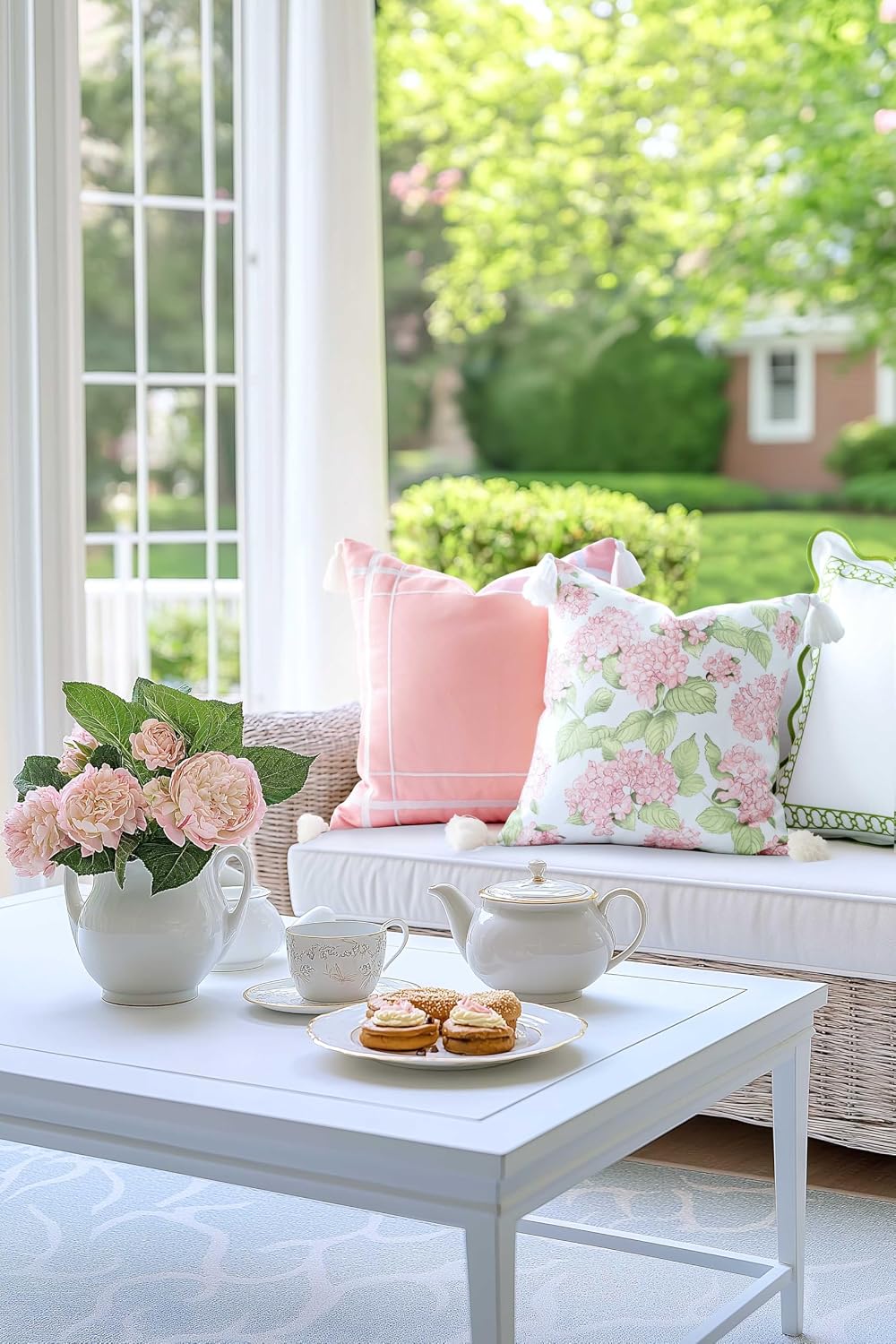 Hofdeco Premium Coastal Patio Indoor Outdoor Throw Pillow Cover Only, 18"...