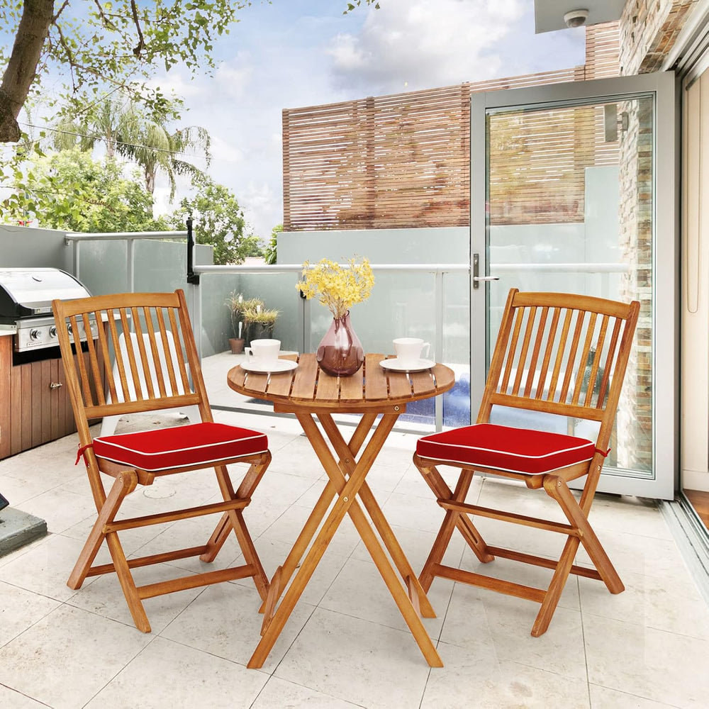 ORALNER 3-Piece Acacia Wood Folding Patio Bistro Set, Small Outdoor Balcony F...