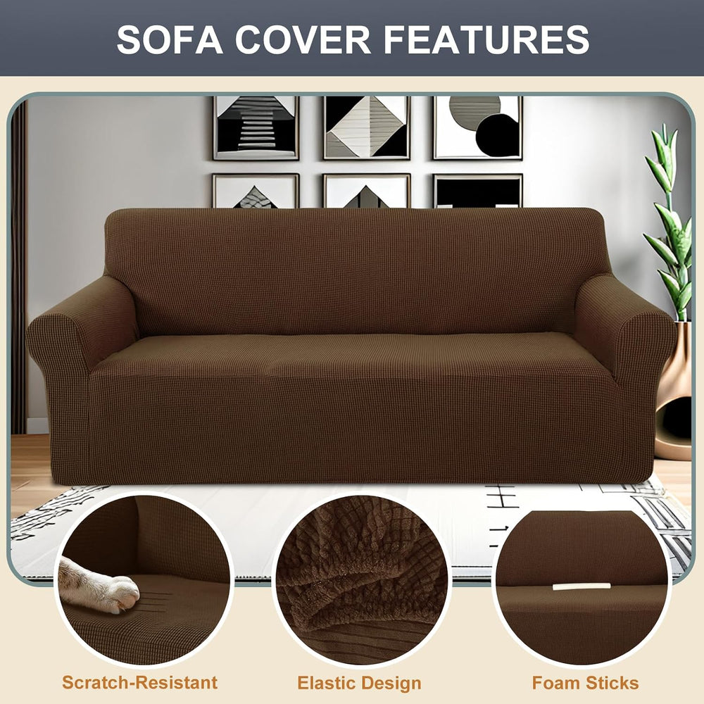 Stretch Oversized Sofa Couch Cover Washable Slipcover, Brown