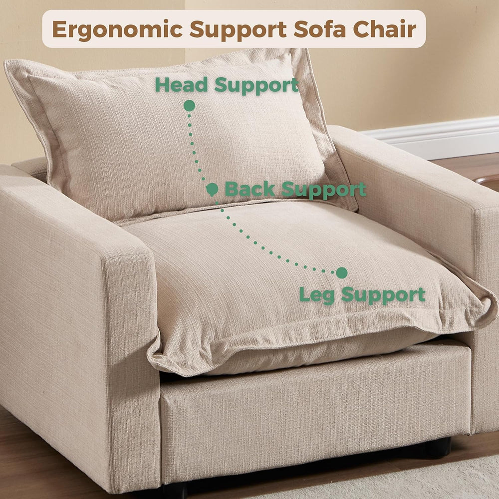 chairus 39.5" Chaise Lounge Chair Indoor with Ottoman, Upholstered Singl...