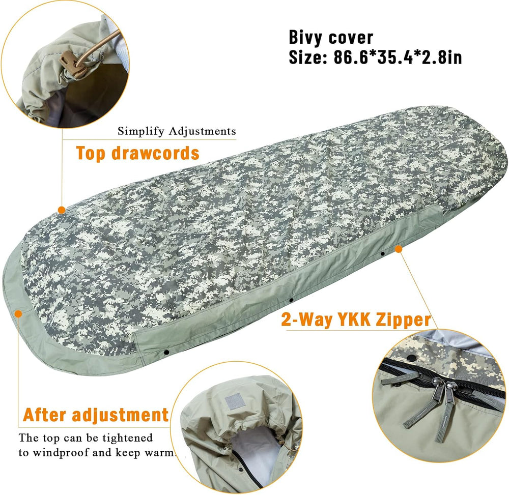 AKMAX Military Bivy Cover Sack Waterproof Sleeping Bag Shell Shelter Coyote