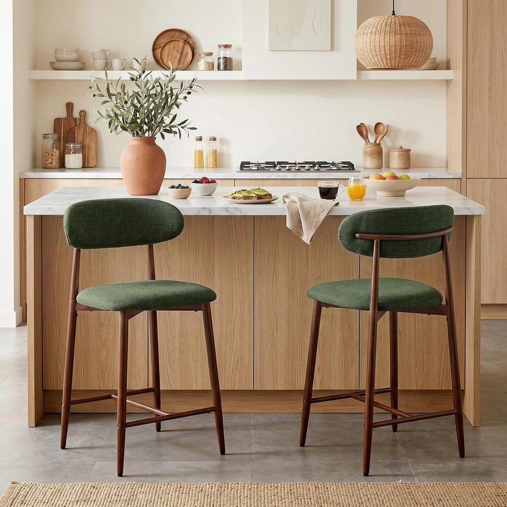 MOLENE Metal Bar Stools Set of 2, 26″ Counter Height Bar Stools with Backs, M...