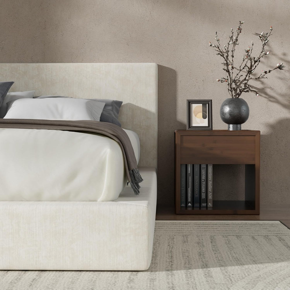 RECCI AirFrame Queen Upholstered Bed Frame with Plush Padded Headboard