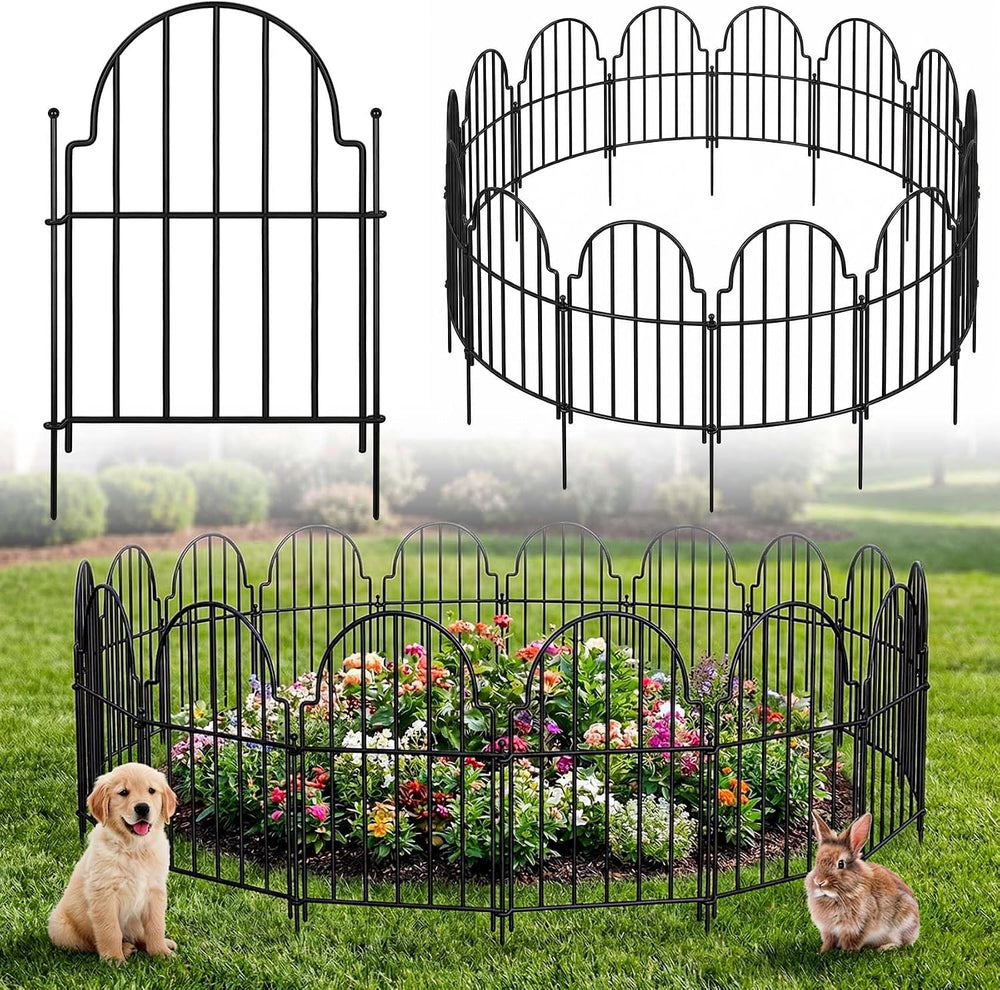 Decorative Garden Fence Panels 19 Pack - 16in (H) x 20ft Metal Animal Barrier...