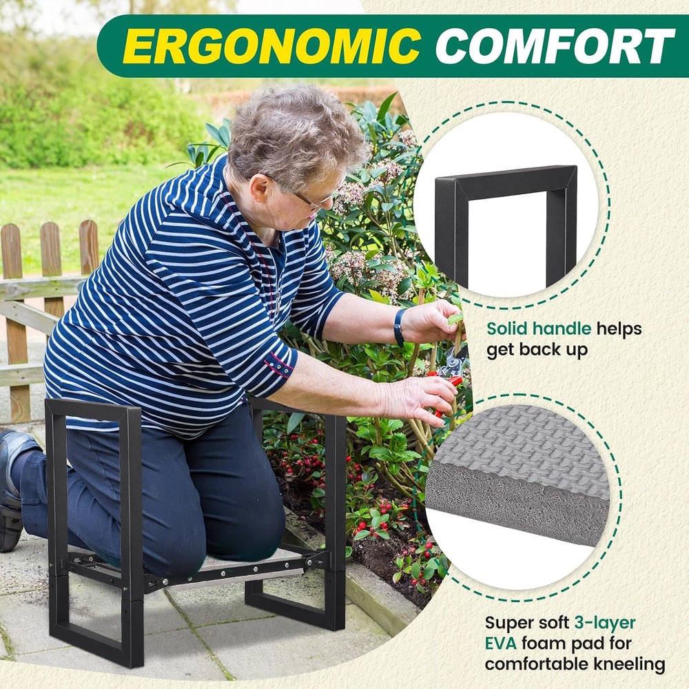 Garden Kneeler and Seat - Heavy Duty Folding Garden Stool with Handles, Stabl...