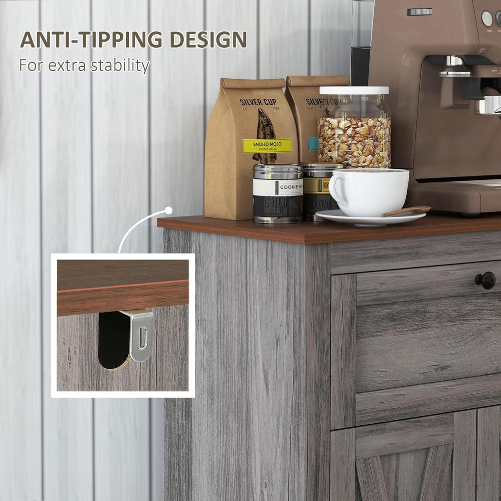 HOMCOM Farmhouse Barn Door Accent Cabinet with Double Doors Gray