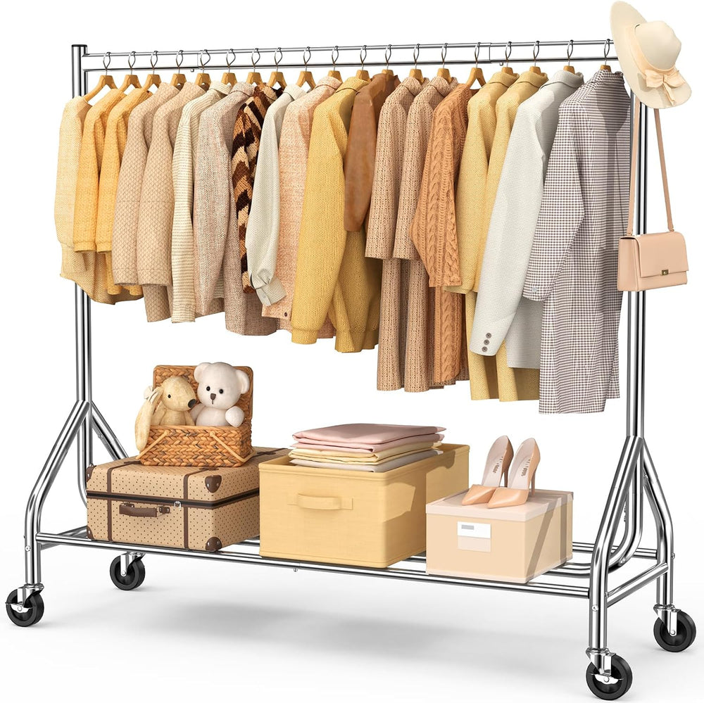 EAGMAK Heavy Duty Clothes Rack Load 420 LBS, Rolling Garment Rack with Lockab...