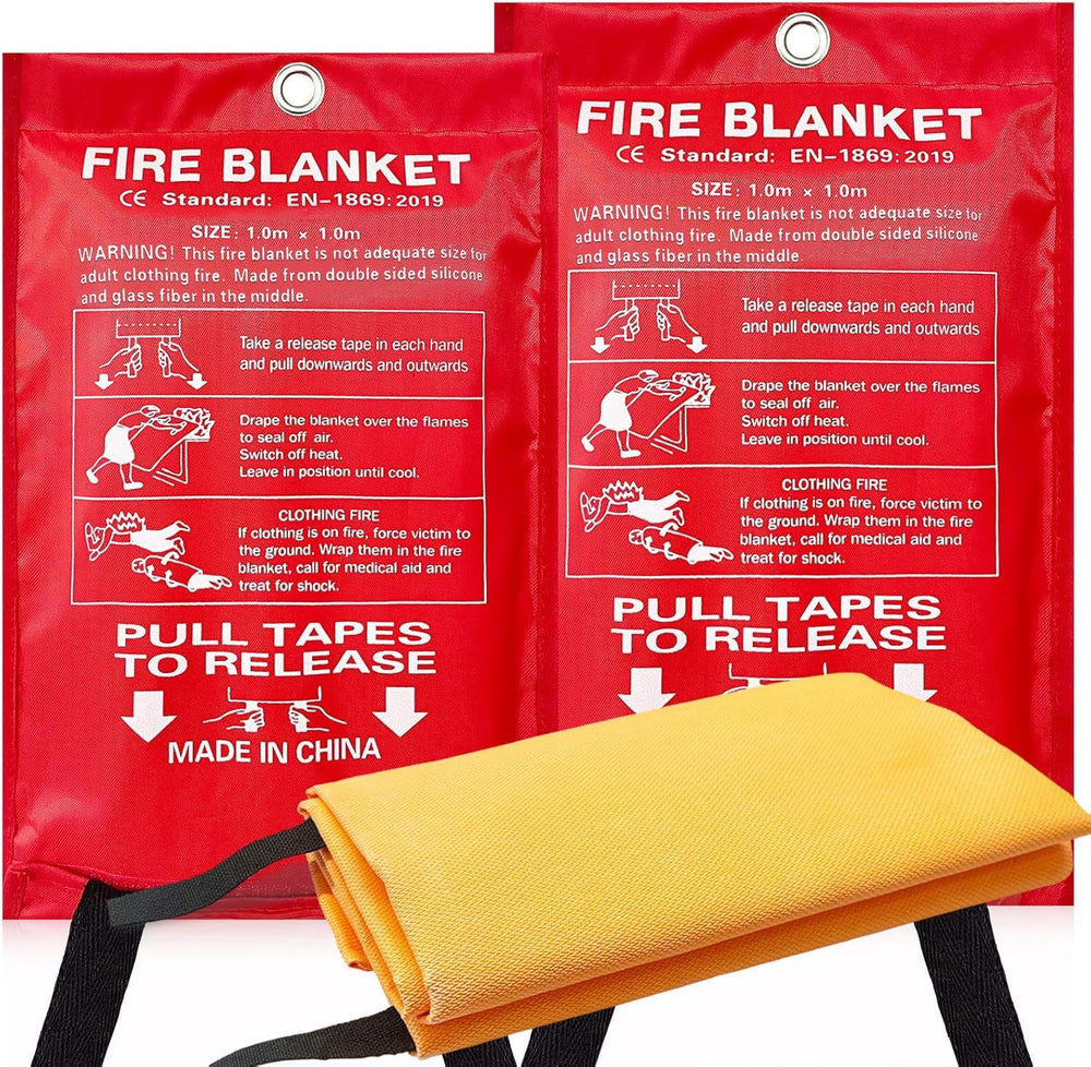 2 Pack Fire Blankets Emergency for Home, 40” x 40” Silicone-Coated Fiberglass...