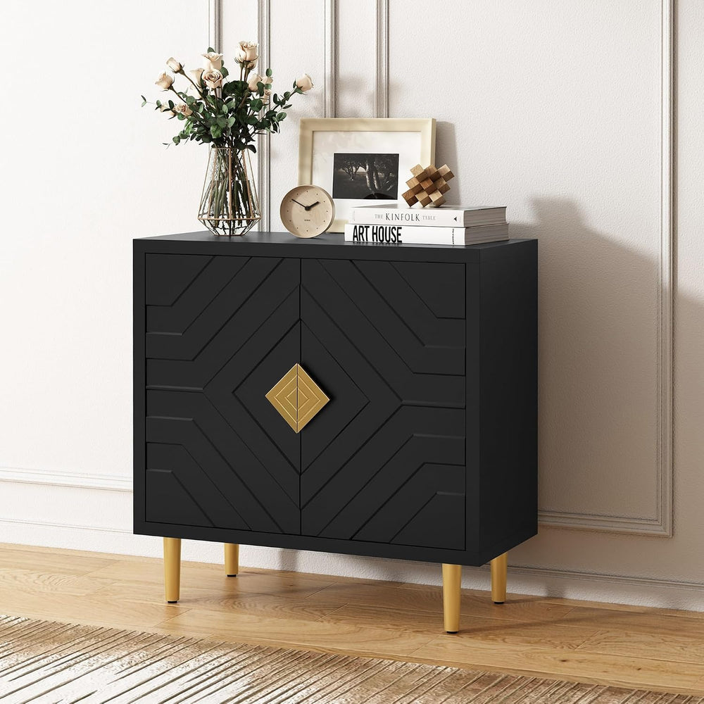 HLR 31.7'' Modern Sideboard Storage Cabinet with 2 Doors, Black