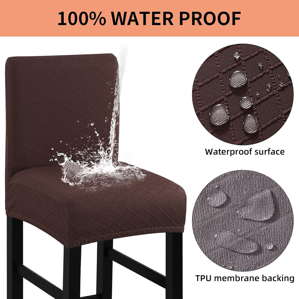 Fuloon Waterproof Barstool Covers Chair Slipcovers, Chocolate, 4 Pack