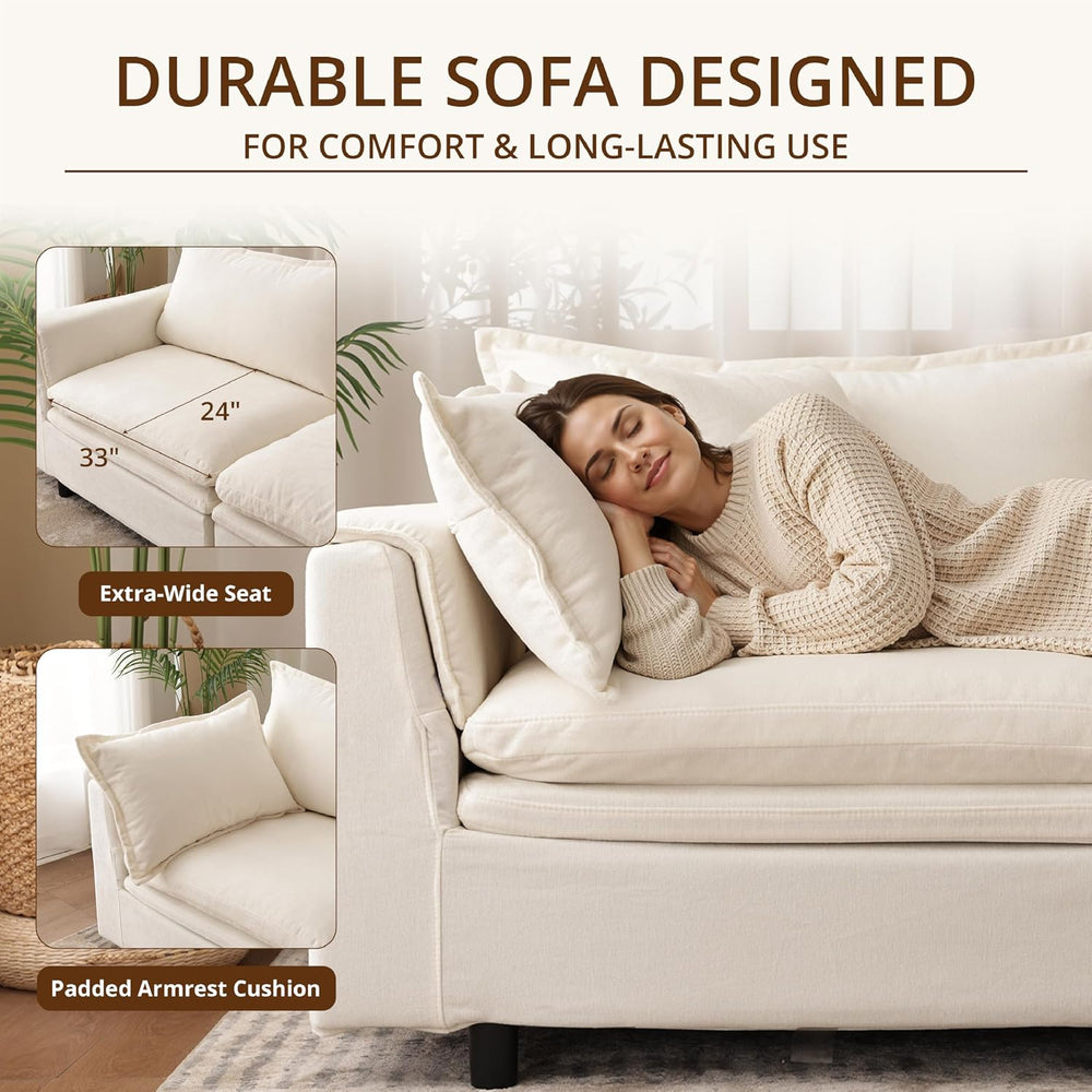 Single Armchair with Storage Ottoman, Modern Chenille Cloud