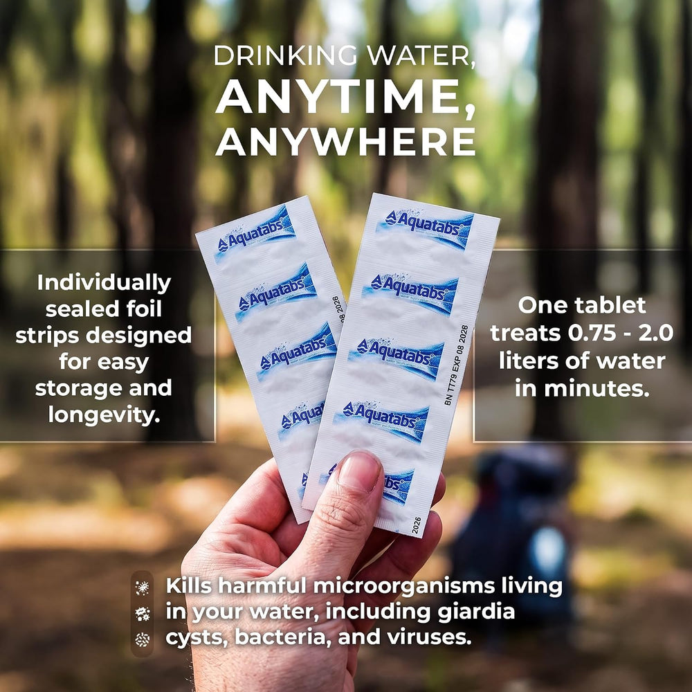 Aquatabs 49mg Water Purification Tablets (100 Pack). Water Filtration System ...