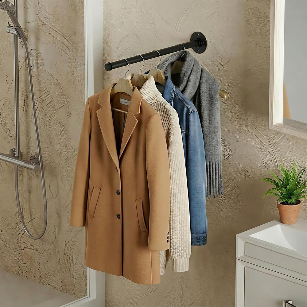 IAE Wall Mounted Closet Rod,Industrial Pipe Clothes Rack,Closet Hanging Bar