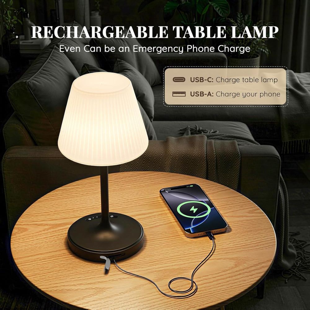 Waterproof Shower Lamp, Cordless Rechargeable Table Lamp for Outdoor -Black