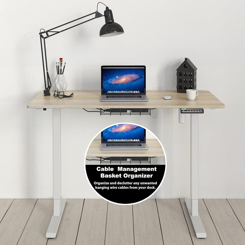 SHW 48-Inch Electric Height Adjustable Sit to Stand Desk, Maple