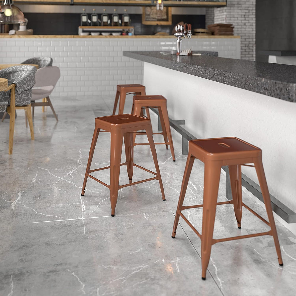 EMMA + OLIVER 24" Copper Metal Backless Counter Height Stool