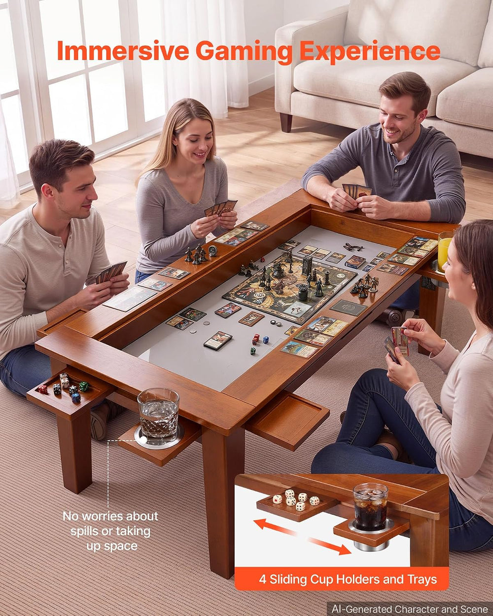 VEVOR Board Game Table 2-in-1 Gaming and Dining Table 47.2 x 23.6 x 17.7 in