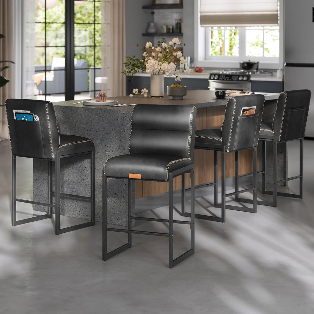 VASAGLE Bar Stools Set of 4, Counter Height Chairs with Backs, 26.4-Inch