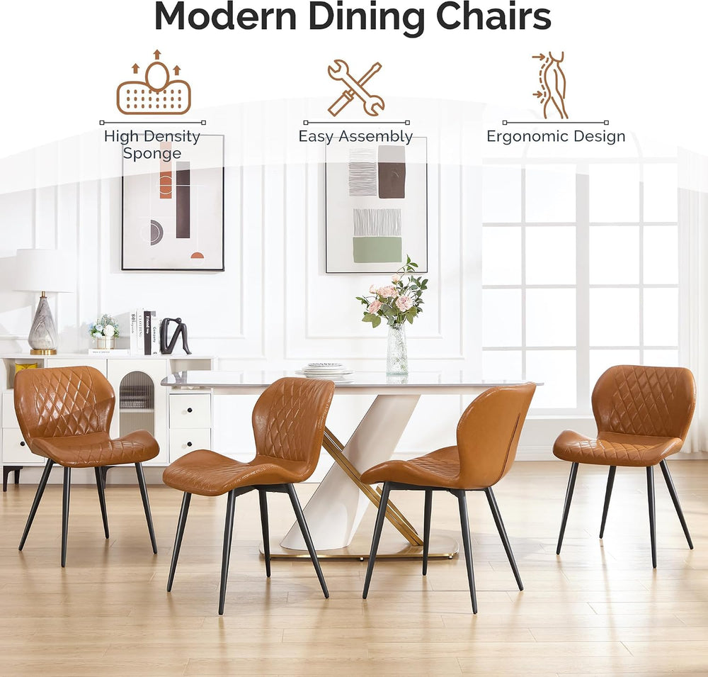 Dining Chairs Set of 2,Faux Leather Modern Dining Chairs with Thick Cushions,...