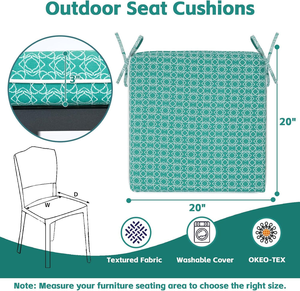 COZYVIDA Outdoor Chair Cushions Set of 4, 20"x20" Square Seat Pads ...