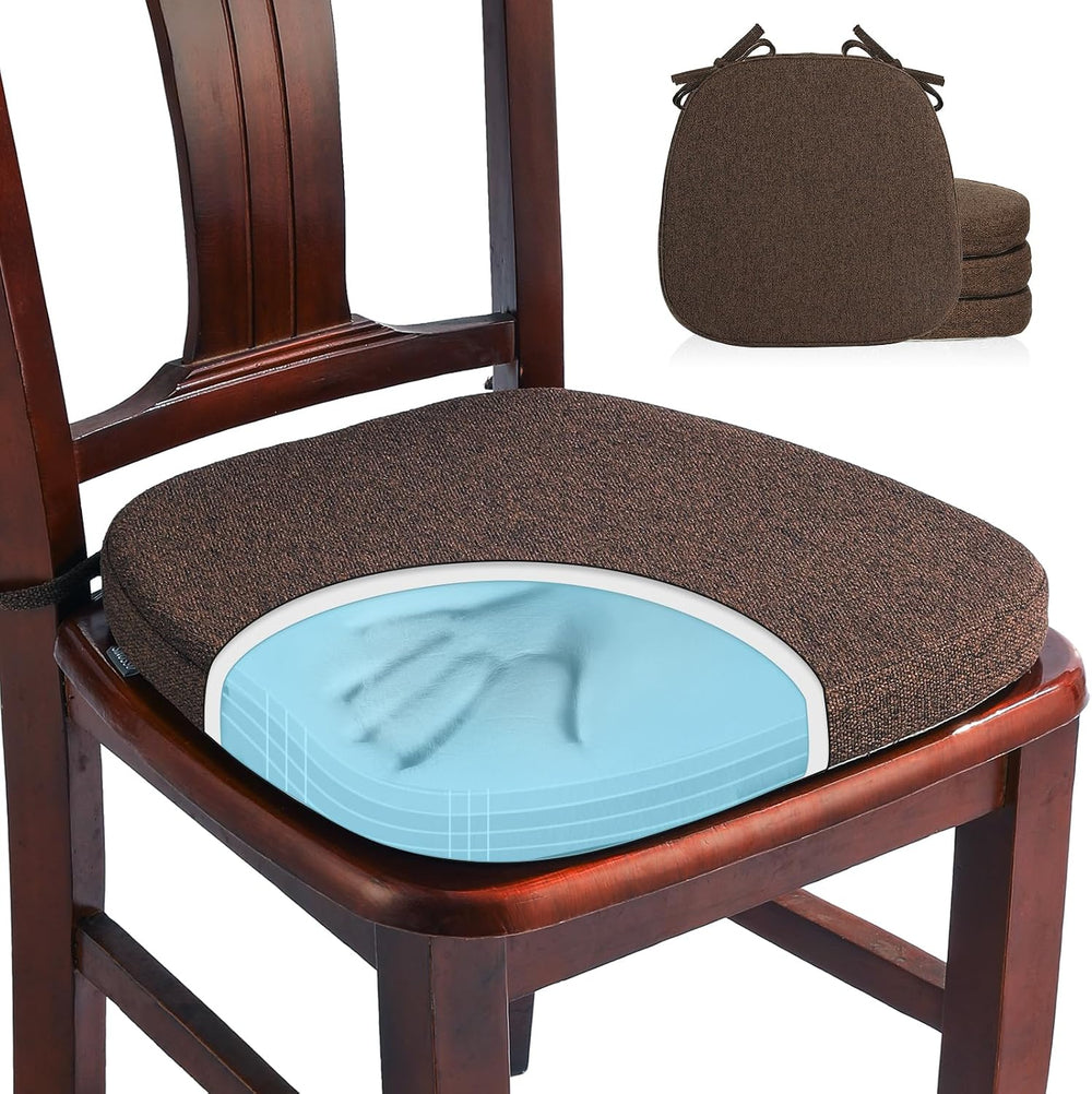 SINOSSO Memory Foam Chair Cushions for Dining Chairs Set of 4, Kitchen Seat C...