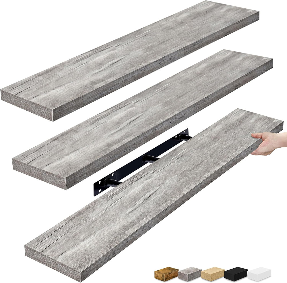 Sorbus Floating Shelves for Wall Storage (48 Inch, 3 Pack, Gray)