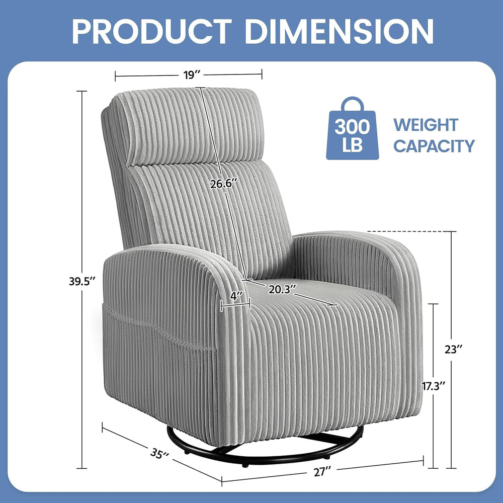 Yaheetech 360° Swivel Nursing Chair with Side Pockets, Light Gray
