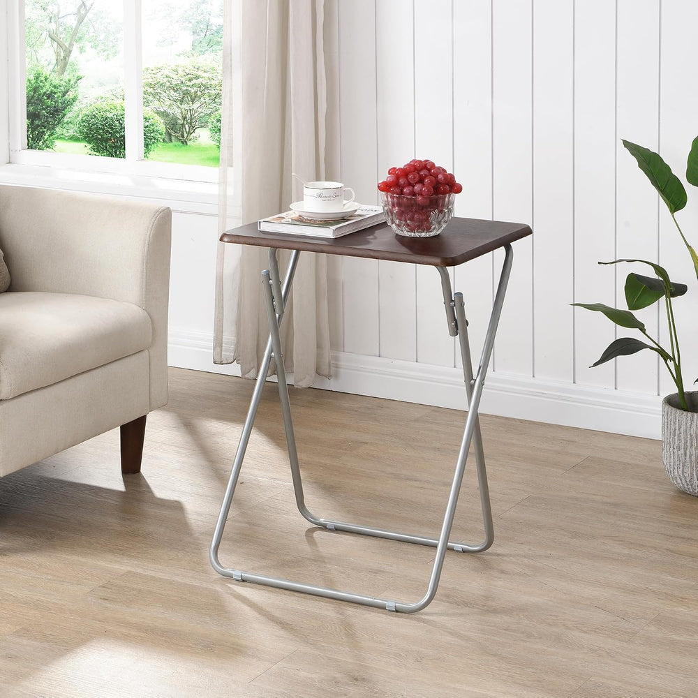 eHemco Folding TV Tray Tables, Coffee, Set of 2