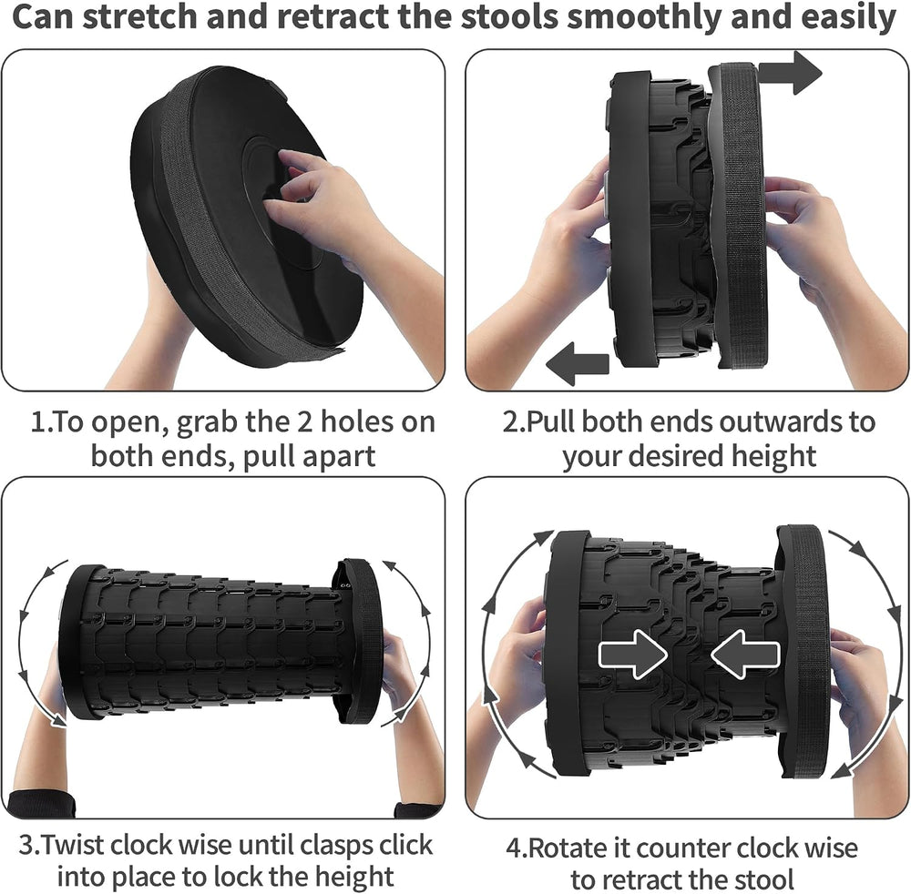 VECELO Telescoping Folding Stool, Upgraded Portable Collapsible Retractable S...