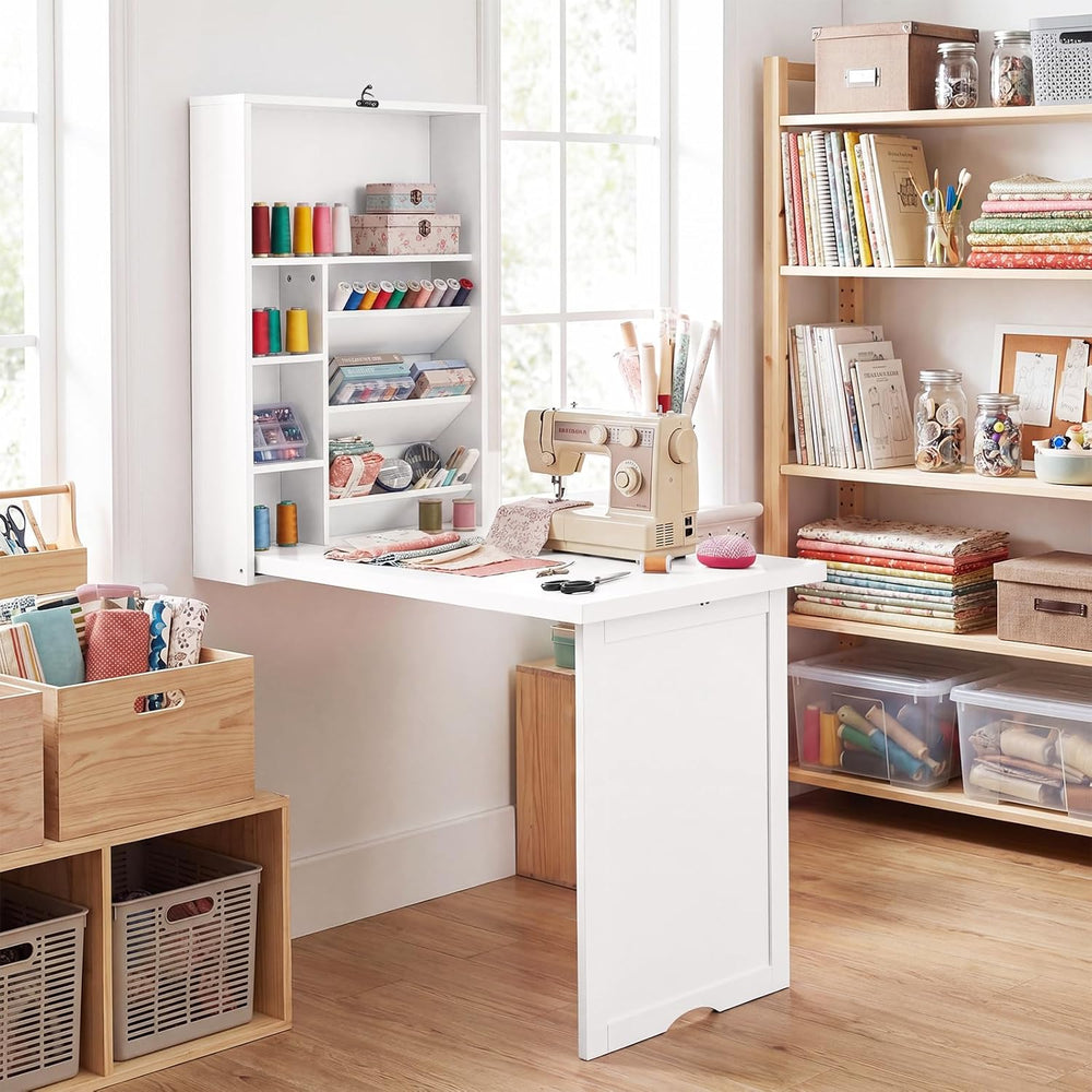Tangkula Folding Wall Mounted Desk, Convertible Fold Out Floating Table