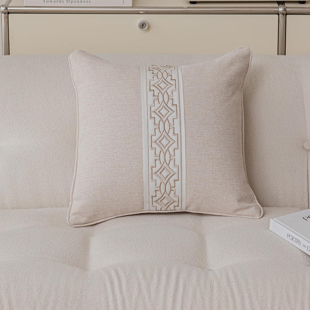 VisionaryHomeDesign Throw Pillow Case, Soft Beige, 18 x 18 Inches