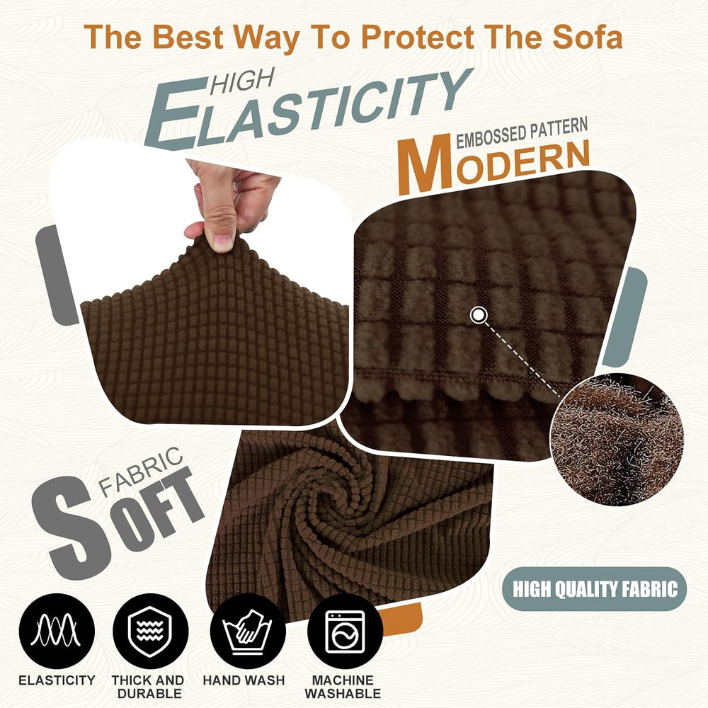 Stretch Oversized Sofa Couch Cover Washable Slipcover, Brown
